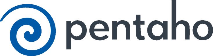 the pentaho logo is shown in black and blue, with an oval design on it