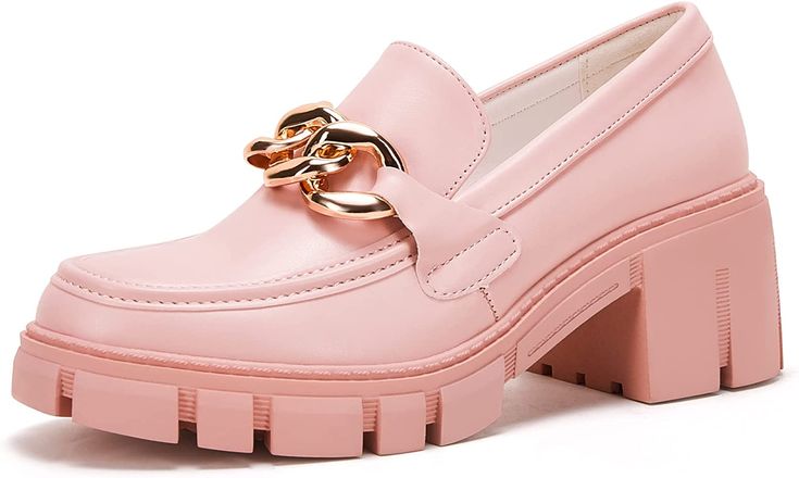 Loafers With Chain, Womens Penny Loafers, Pink Loafers, Backless Loafers, Womens Low Heels, Fashion Shoes Sneakers, Sport Shoes Women, Platform Loafers, Business Work