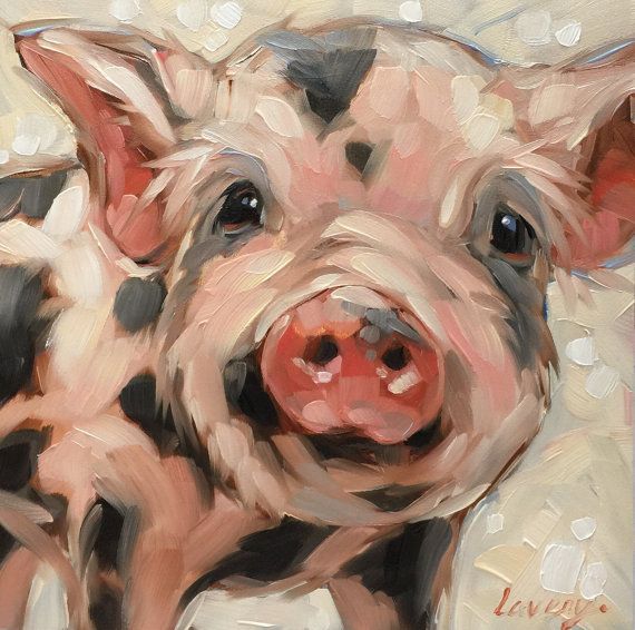 a painting of a pig looking at the camera