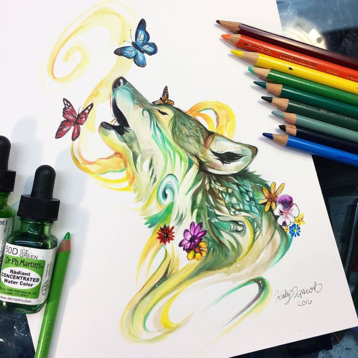 Spring Wolf by Lucky978.deviantart.com on @DeviantArt | Color pencil ...