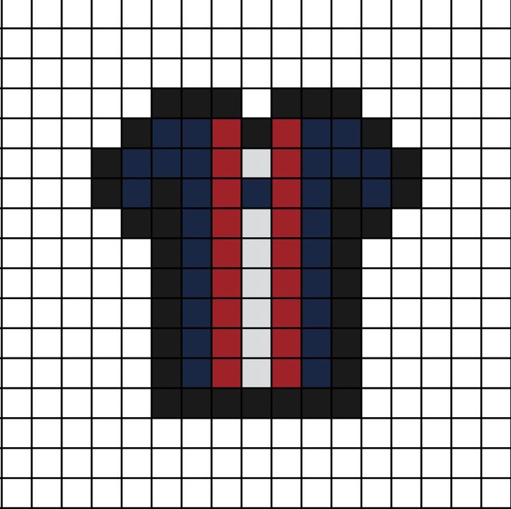 A pixel art template of the P.S.G (Paris Saint-Germain) football club home shirt (2022 - 2023).

They compete in the French Ligue 1. Easy Pixel Art Football, Soccer Perler Bead Patterns, Pixel Art Football Shirt, Football Pixel Art, Pixel Art Football, Art Football, Paper Dolls Clothing, Easy Perler Beads Ideas, Easy Pixel Art