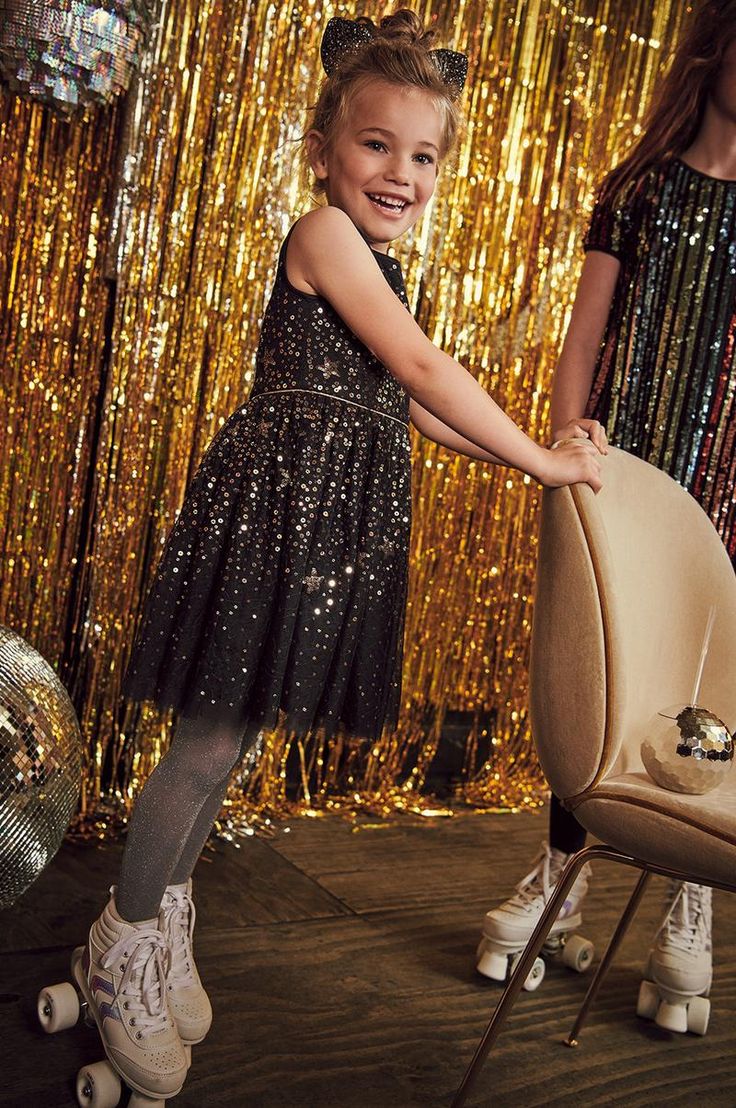 Kid’s party wear | Primark UK Rhinestone Skirt, Gold Sequin Top, Kids Party Wear, Kids Winter Outfits, Black Sequin Skirt, Glittery Dress, Glitters Skirt, Pink Sequin Dress, Black Sequin Top