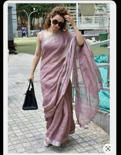 Kangna Ranaut Saree, Kangana Ranaut Saree, Formal Saree, Sari Design, Kangana Ranaut, Linen Sarees, Simple Sarees, Linen Saree, Party Kleidung