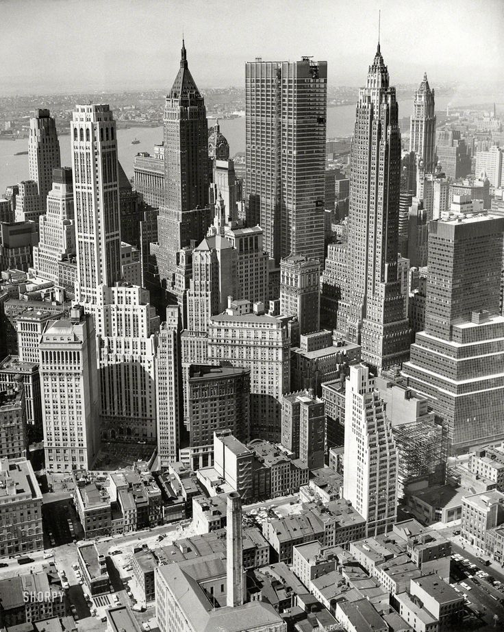 black and white photograph of new york city from the top of the empire state building