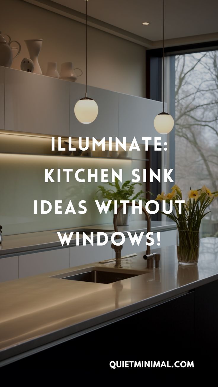 a kitchen sink with the words illuminate kitchen sink ideas without windows