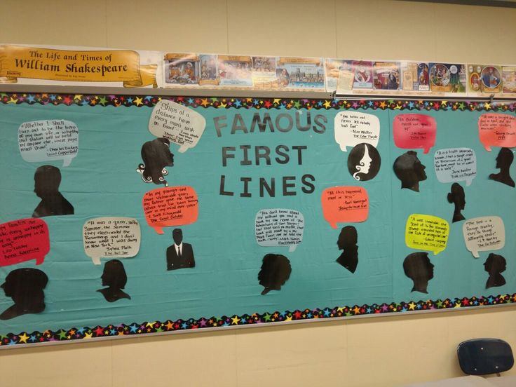 a bulletin board with many different types of people's heads and speech bubbles on it