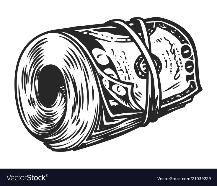 a roll of money in black and white