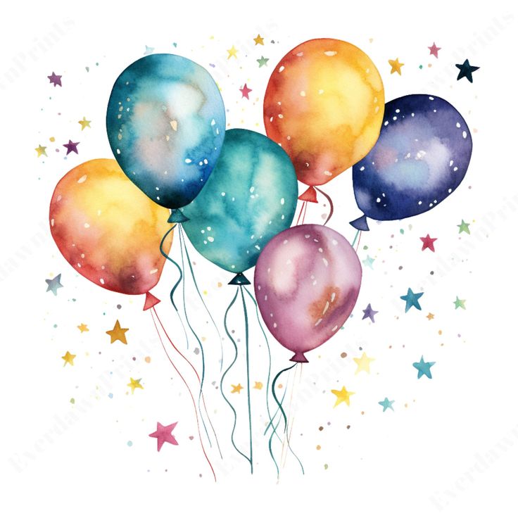 33 Watercolor Balloons Clipart, Party Clipart, Transparent PNG, Baby ...