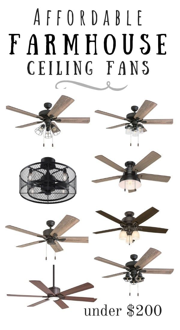 an advertisement for a ceiling fan with the words,'affordable farmhouse ceiling fans under $