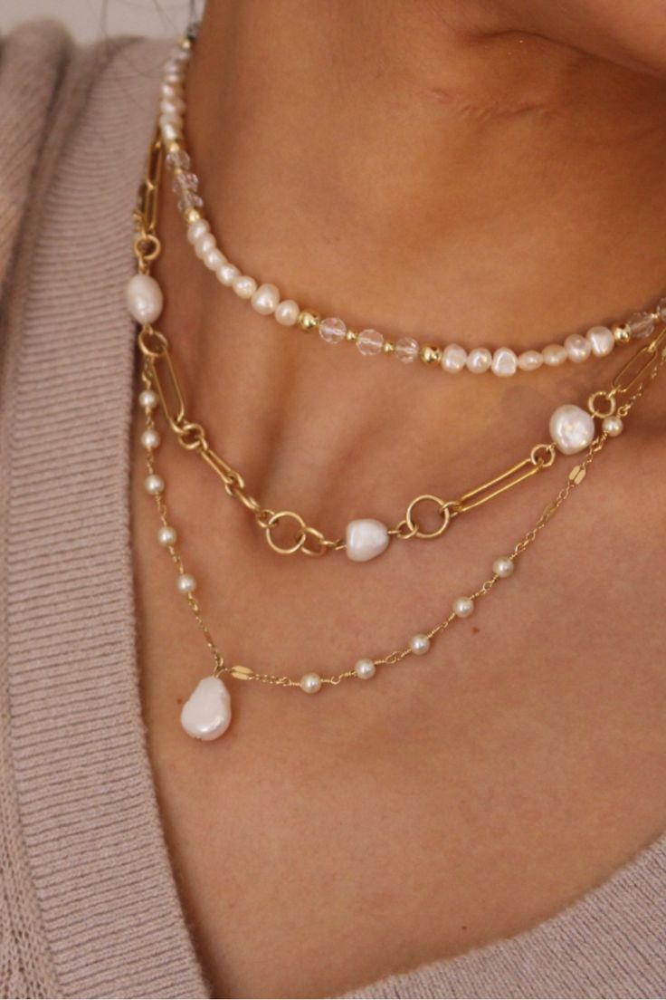 Elevate your style with our Beaded Pearl Necklace, a perfect blend of timeless elegance and sophistication. This exquisite necklace features a string of lustrous pearls delicately interspersed with sparkling beads, creating a stunning and luxurious look. The classic combination of pearls and beads adds a touch of glamour to any outfit, making it a versatile accessory for both formal occasions and everyday wear. Chic Pearl White Choker Jewelry, Elegant Multi-strand Pearl Beaded Necklaces, Elegant Multi-strand Pearl Beaded Necklace, Chic Pearl Choker Jewelry, Chic Pearl Choker Necklace, Everyday Pearl Beaded Necklaces, Elegant Everyday Beaded Necklaces, Trendy Pearl Pendant Choker Necklace, Elegant Beaded Dangle Jewelry