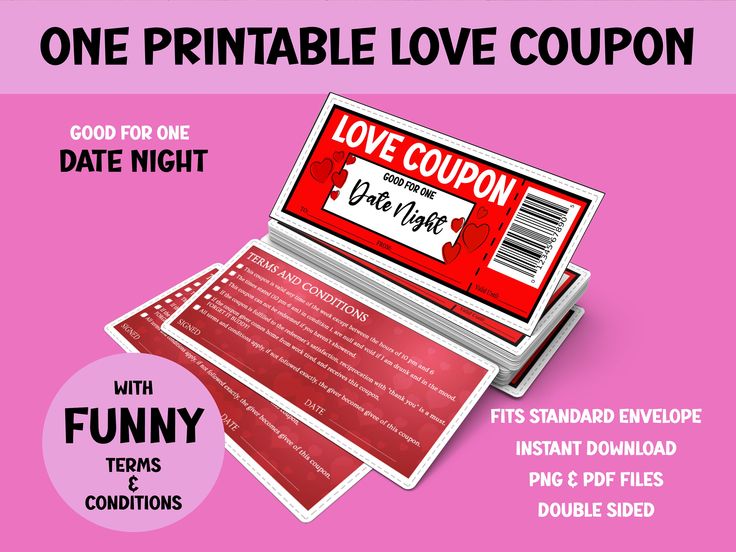 the coup card for love coupon is shown