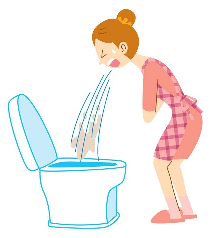 a woman standing next to a toilet with water coming out of it