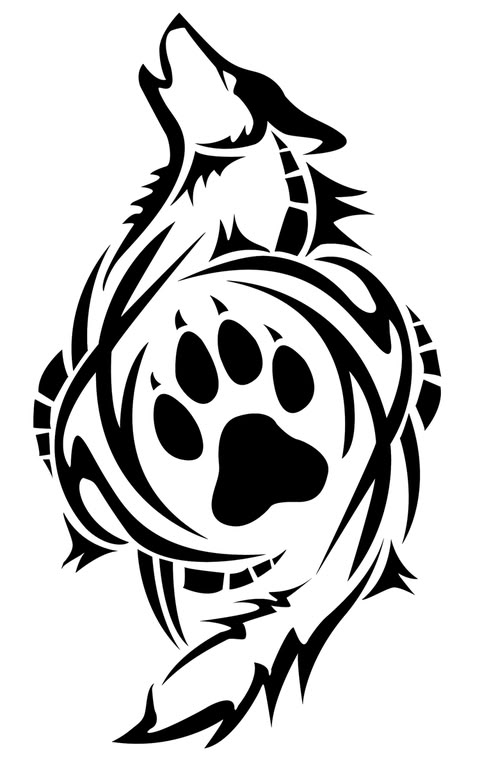 a wolf's paw tattoo design on a white background