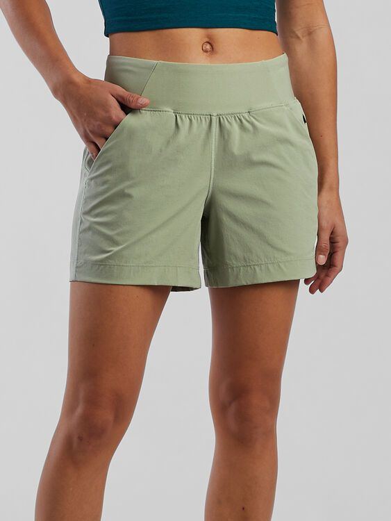 Prana Womens Hiking Shorts: Evergreen 5 Lightweight Nylon Shorts For Outdoor, Outdoor Stretch Moisture-wicking Shorts, Green Shorts With 4-way Stretch And Elastic Waistband, Green Shorts With Elastic Waistband And 4-way Stretch, Outdoor Shorts With 5-inch Inseam And Built-in Shorts, Solid Athletic Shorts With Built-in Shorts For Outdoor Activities, Athletic Shorts With Built-in Shorts For Outdoor Activities, Athletic Shorts With Built-in Shorts For Hiking, Green Lightweight Short Bottoms