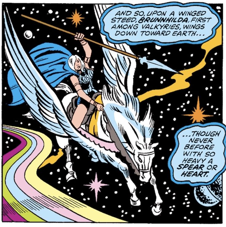 an image of a woman riding on the back of a white horse with wings flying through space