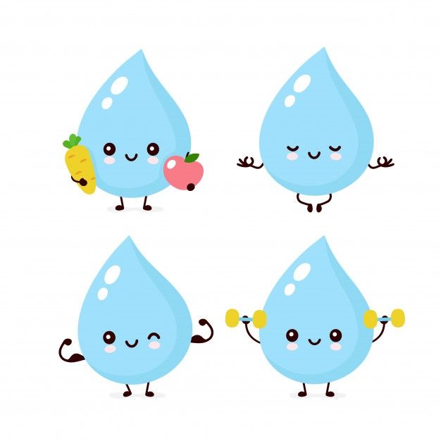 cute water drop cartoon character set