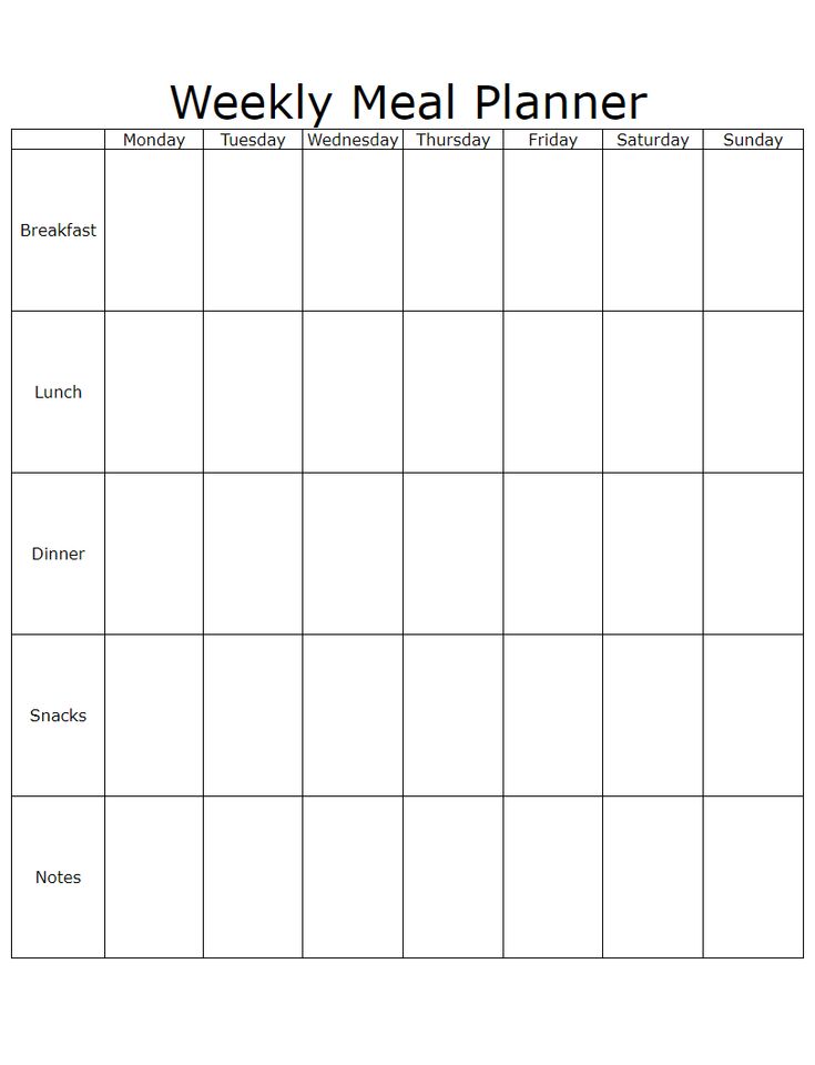 Meal Plan Template | Meal planning template, Meal planning, Weekly meal ...