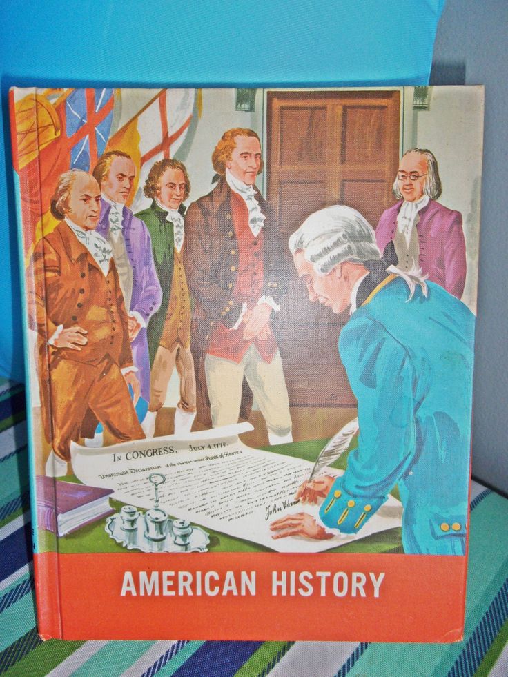 an old children's book about american history with pictures of men and women in the background