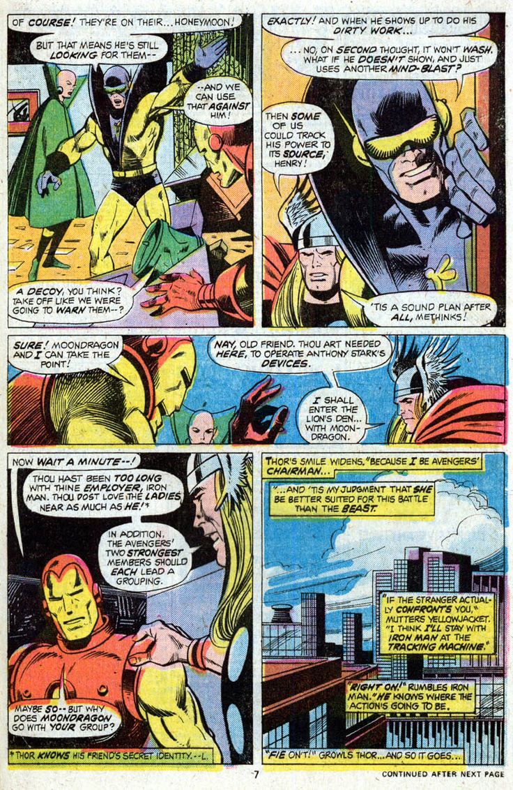 a comic page with an image of the avengers and iron man talking to each other