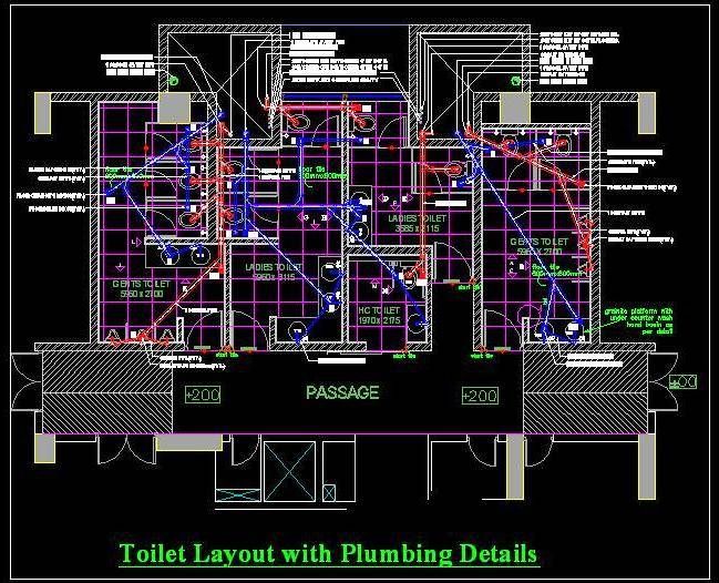 the floor plan for a house with plumbing details