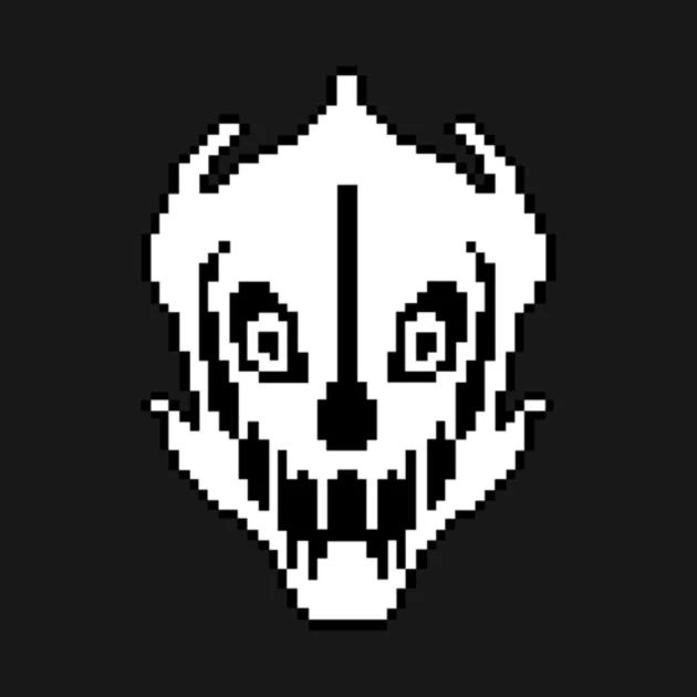 an image of the face of a demonic looking character in 8 bit pixel art style