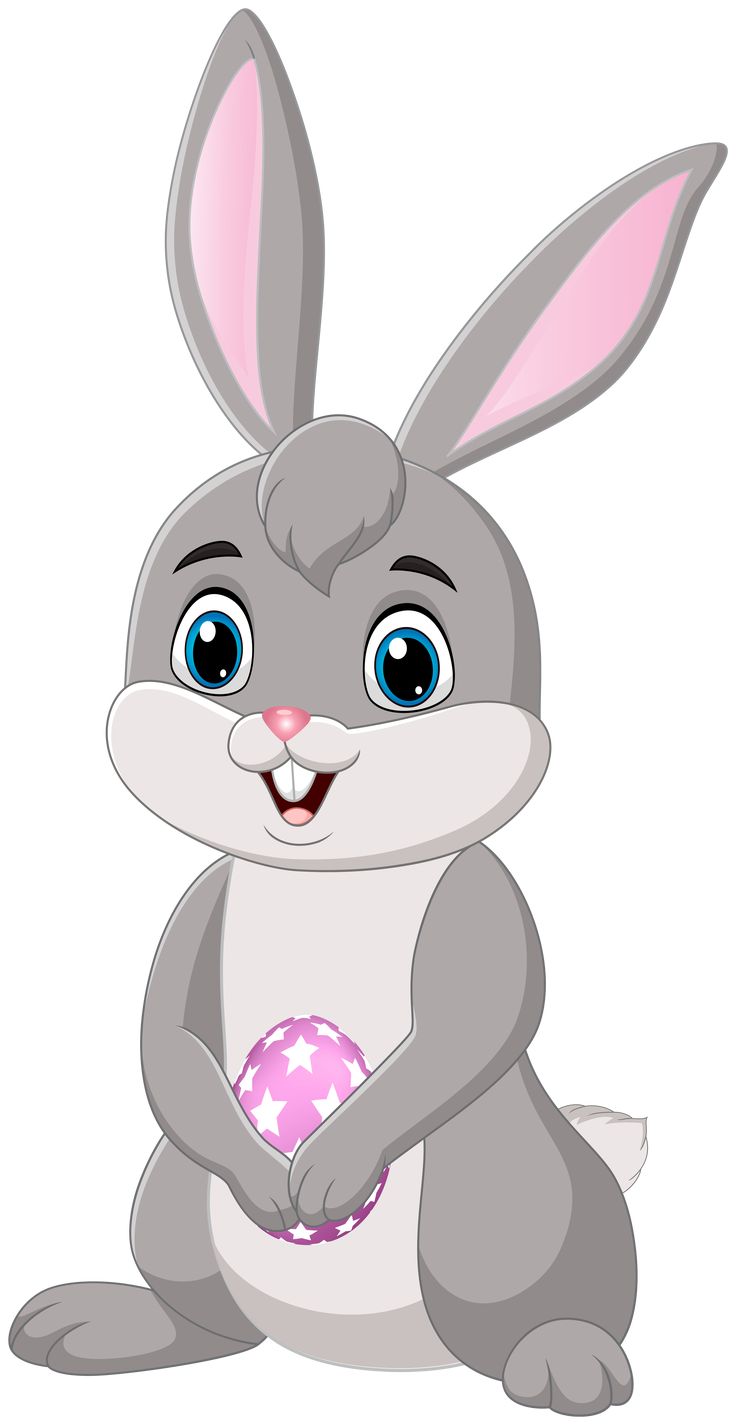 a cartoon bunny holding an easter egg