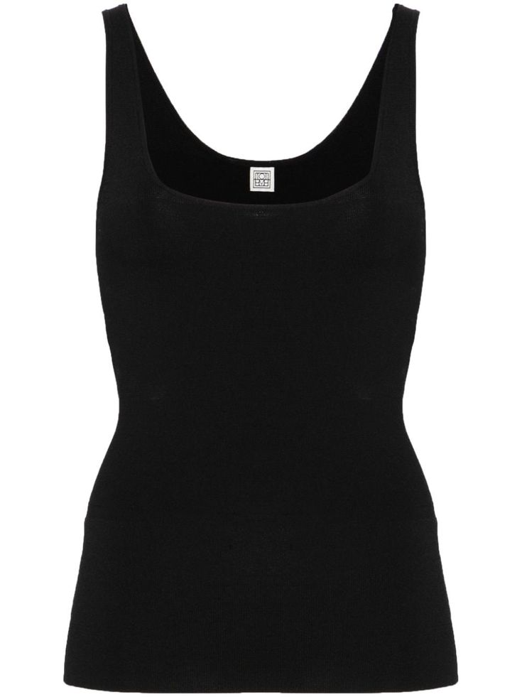 black fine knit scoop neck sleeveless straight hem Fall Winter Capsule Wardrobe, Spring Summer Capsule Wardrobe, Winter Capsule Wardrobe, Summer Capsule Wardrobe, Fall Capsule Wardrobe, Winter Capsule, Summer Capsule, Fine Knit, Knitted Tank Top