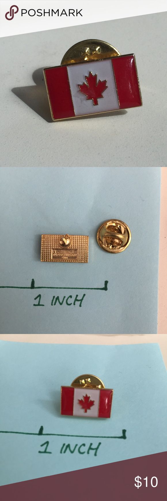 two lapel pins with the canadian flag on them