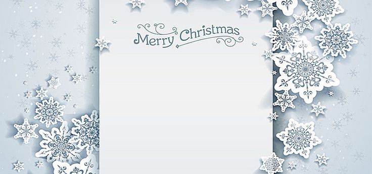 a white christmas card with snowflakes on it