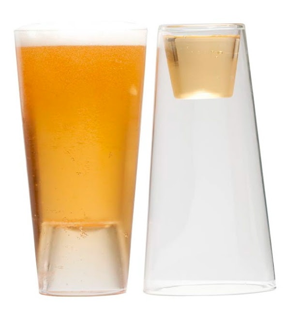 a tall glass next to an empty plastic vase on a white background with the words hywave above it