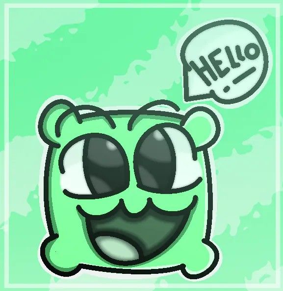 an image of a cartoon character with the word hello on it's face and eyes