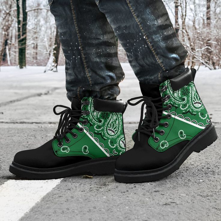 Green Bandana, Bandana Blanket, Custom Sneakers Diy, Print Boots, Custom Boots, Hipster Mens Fashion, Two Piece Pants Set, Box Diy, Boot Print