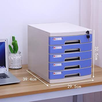 Desktop File Cabinet with Lock - High Capacity A4 File Storage - Blue ...