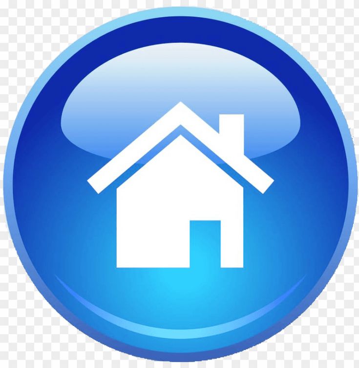 a blue round button with a house icon on the bottom, and a cloud in the middle