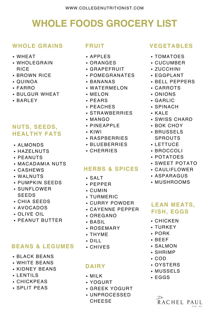 Whole Foods Grocery List, Grocery Template, Whole Foods Grocery, Food Grocery List, Healthy Whole Foods, Whole Foods Diet, Peanut Butter Chicken, Spiced Cauliflower, Food Grocery