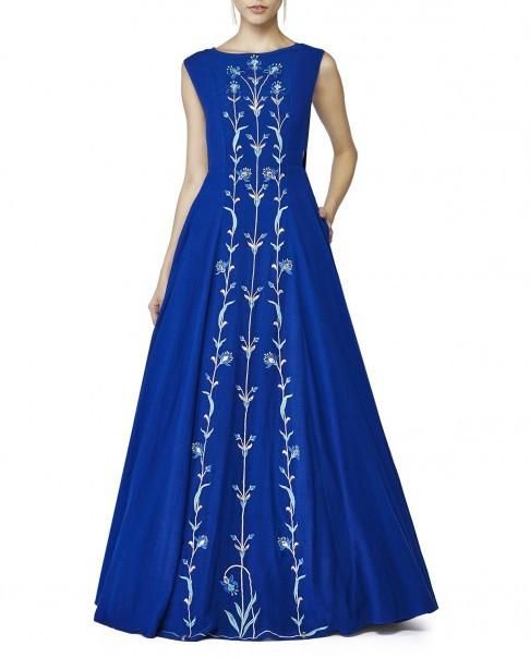 Royal Blue Color Gown Blue Color Gown, Indo Western Gowns, Latest Indian Fashion Trends, Indian Designer Clothes, Western Gowns, Blue Gowns, Royal Blue Gown, Indo Western Gown, Western Gown