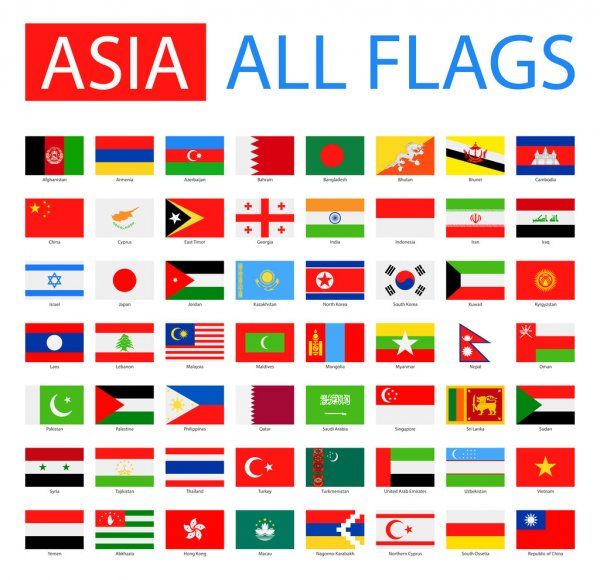 the flags of asia all over the world in different colors and sizes ...