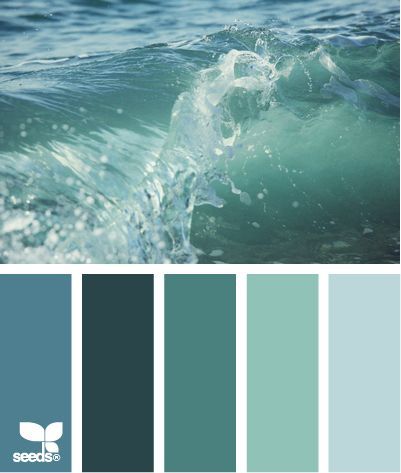 an ocean scene with waves and blue hues in shades of green, teal, and white