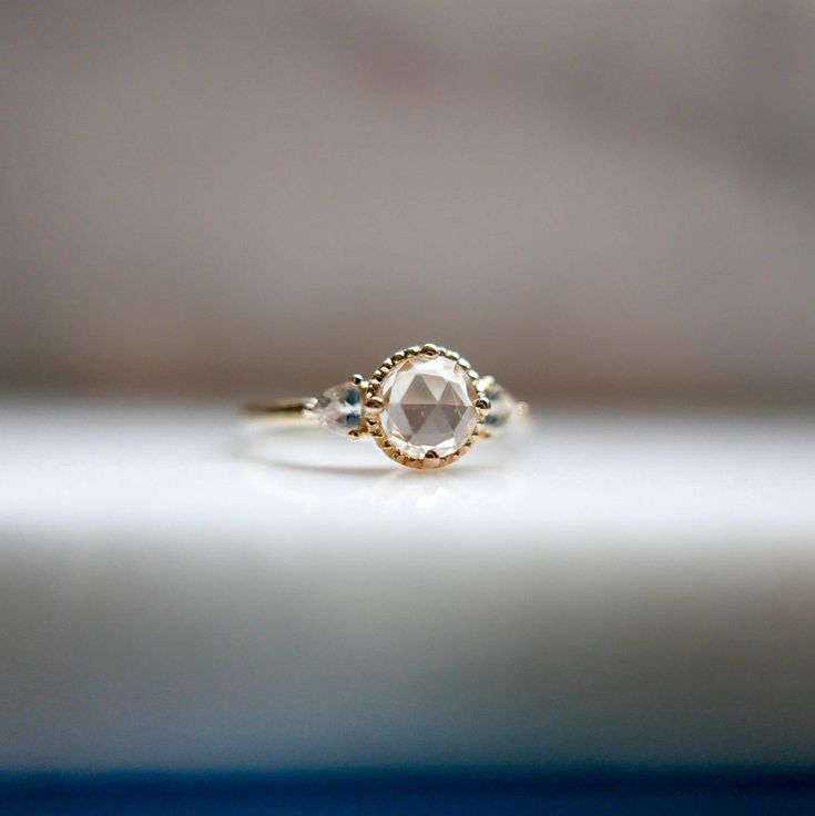 White Sapphire Engagement Ring, Cognac Diamonds, Cute Engagement Rings, Casual Rings, Gold Chain Choker, Rosecut Diamond Ring, The Perfect Engagement Ring, White Sapphire Ring, Initial Earrings