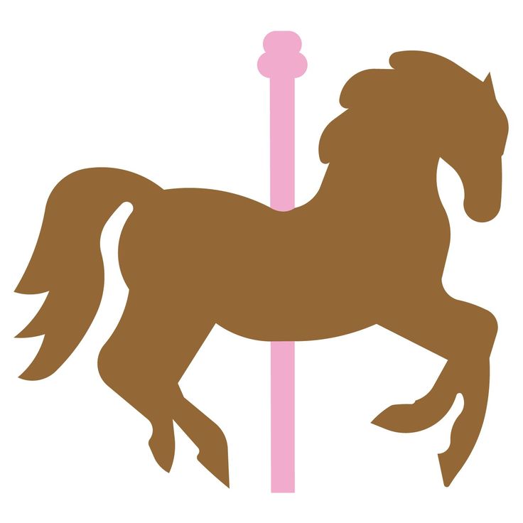 a brown horse standing on top of a pink pole in front of a white background