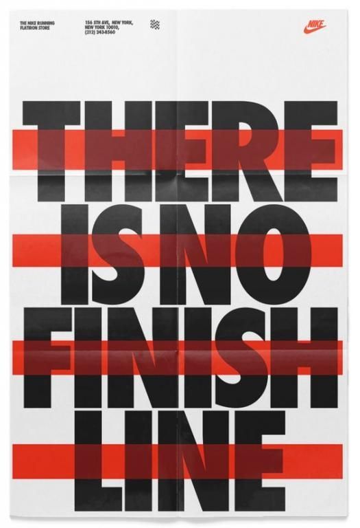 there is no finish line on the back of a white and red poster with black lettering