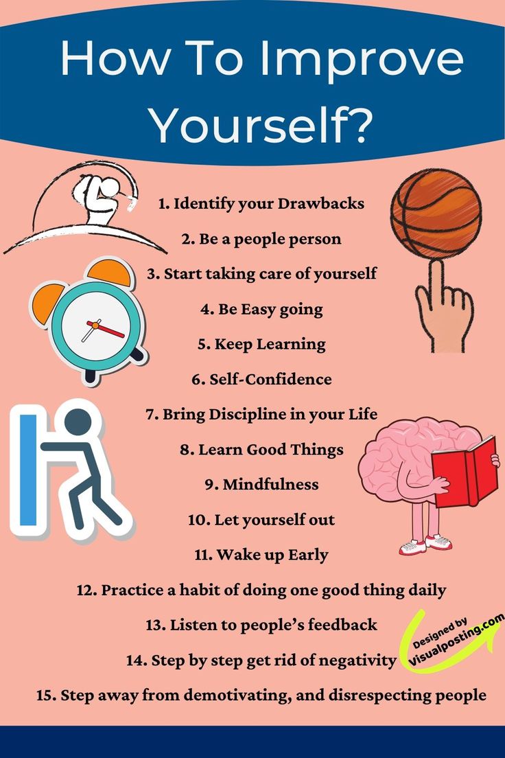 a poster with the words how to improve yourself? and an image of a person holding a