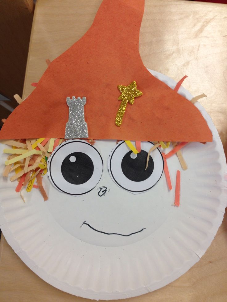 a paper plate that has some kind of thing on it with googly eyes and a hat