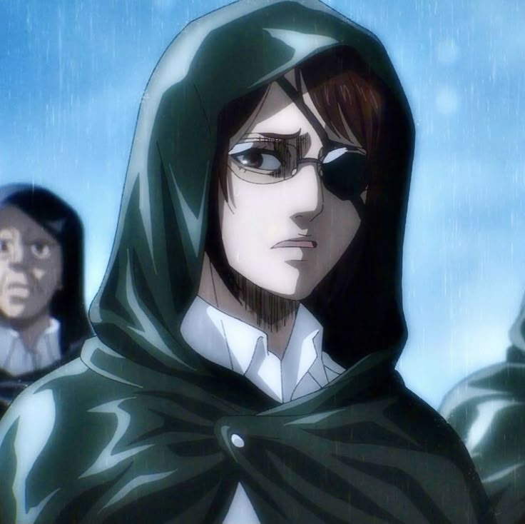 an anime character with glasses and a hoodie over his head, standing in front of other characters