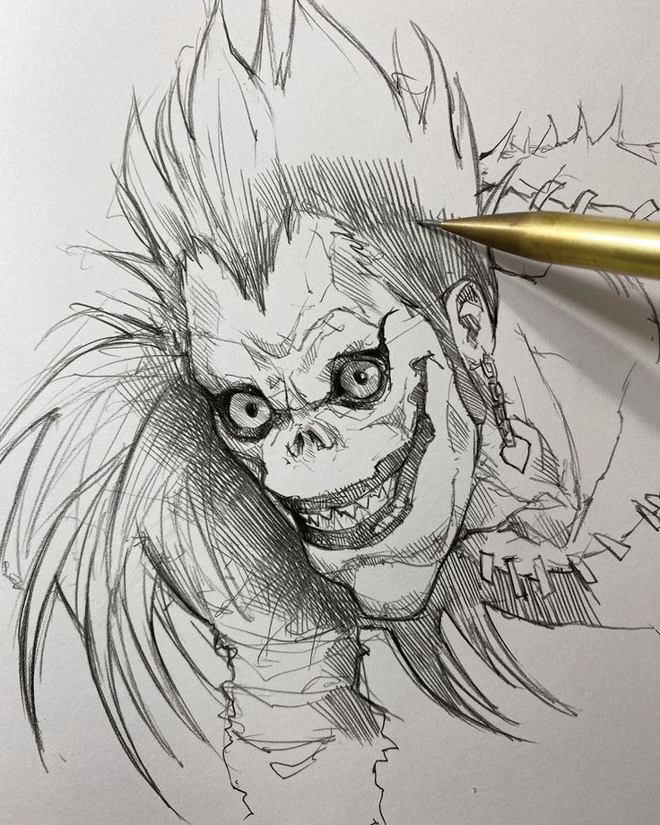 a pencil drawing of a creepy clown