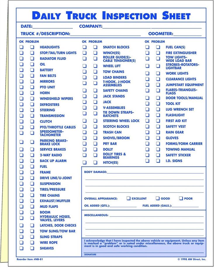 Truck Inspection Form Template