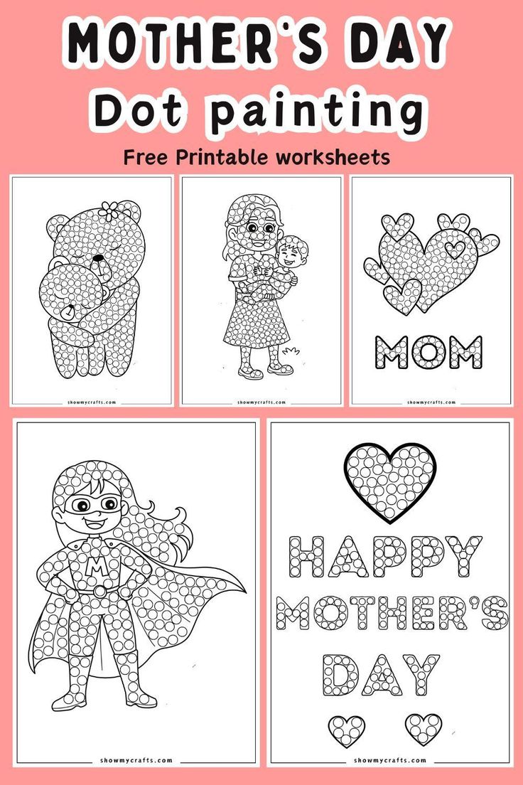 Mother's Day Dot Painting Worksheets (Free Printables ) in 2024 | Dot ...