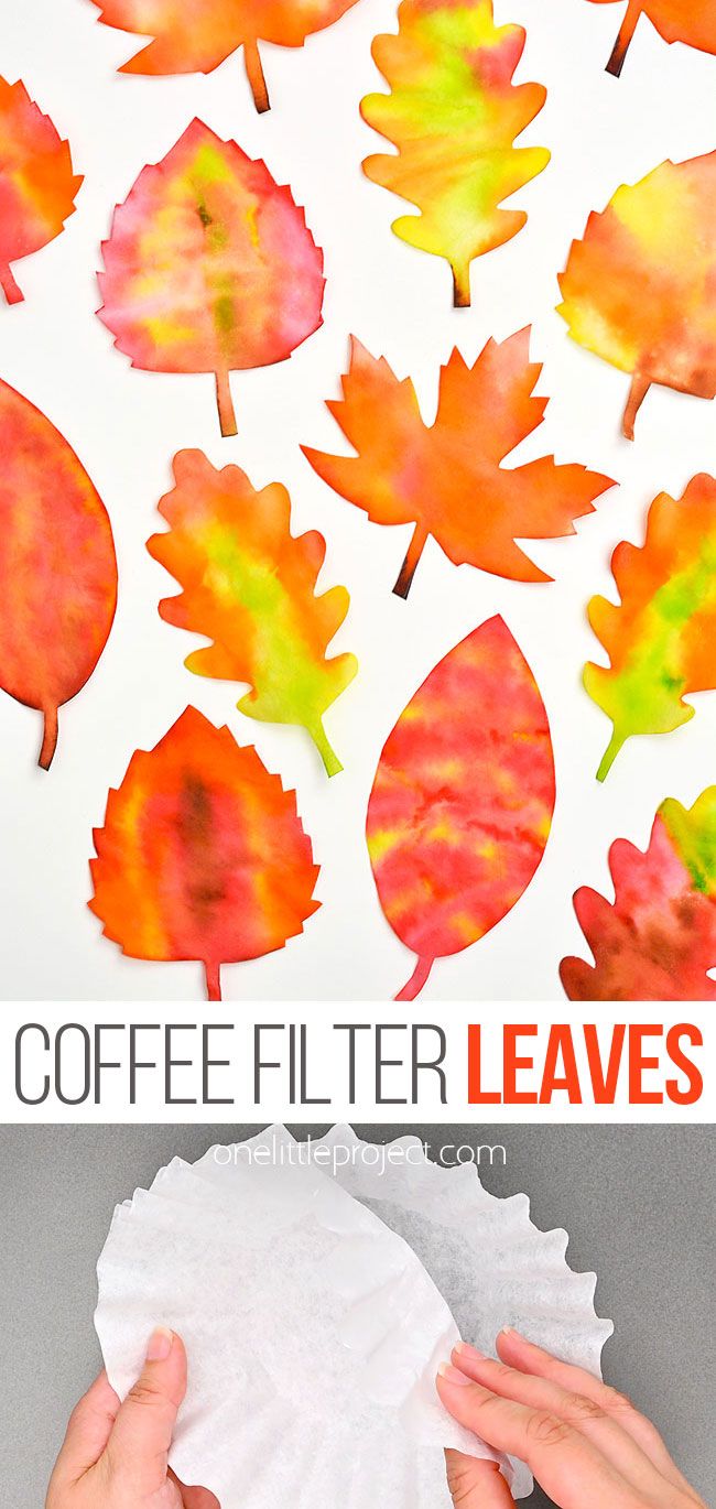 coffee filter leaves are the perfect fall craft for kids to make and use in their homes