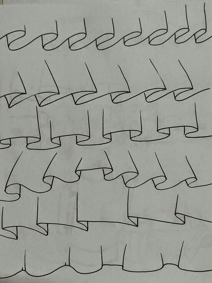 a piece of paper that has been drawn with black ink on it and is lined up in rows