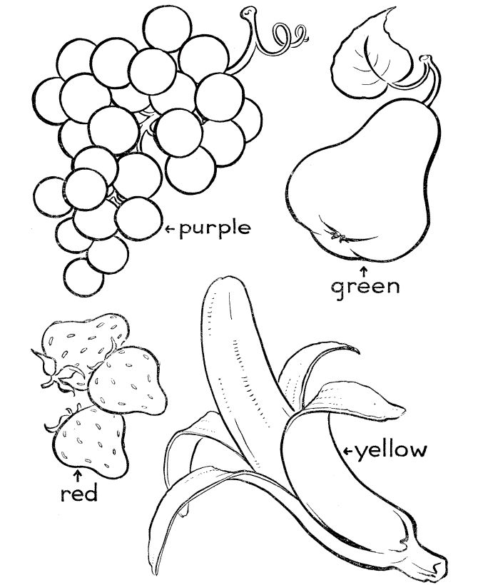 fruits and vegetables coloring page with the words, i can't tell what they are